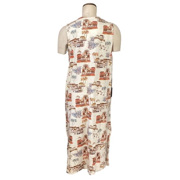 Naturals D&Co Sleeveless Tank Dress Novelty Beach Villa Print Sz MP 74L - Picture 4 of 9